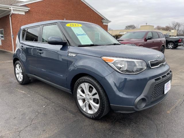 2015 Carribean Blue Kia Soul + (KNDJP3A50F7) with an 2.0L L4 DOHC 16V engine, 6-Speed Automatic transmission, located at 880 E. National Road, Vandalia, OH, 45377, (937) 908-9800, 39.891918, -84.183594 - Photo #0
