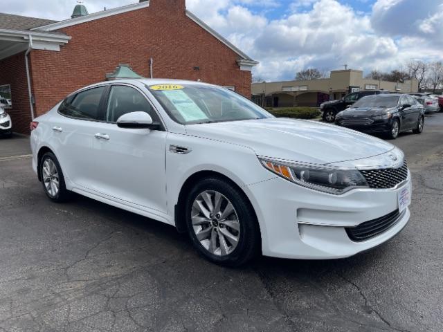 2016 Snow White Pearl Kia Optima EX (5XXGU4L38GG) with an 2.4L L4 DOHC 16V engine, 6-Speed Automatic transmission, located at 1184 Kauffman Ave, Fairborn, OH, 45324, (937) 908-9800, 39.807072, -84.030914 - Photo #0