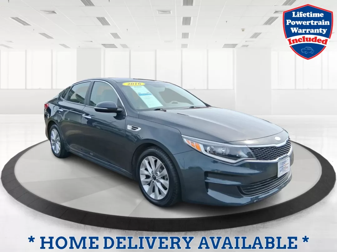 2016 Kia Optima LX (5XXGT4L36GG) with an Theta II 2.4L I-4 gasoline direct injection engine, located at 1951 S Dayton Lakeview Rd., New Carlisle, OH, 45344, (937) 908-9800, 39.890999, -84.050255 - Photo#0